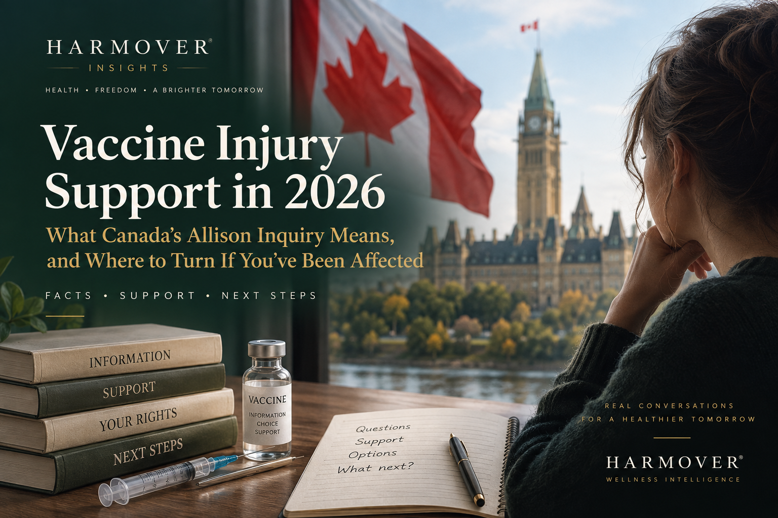 Editorial illustration on vaccine injury support and where to seek help in 2026